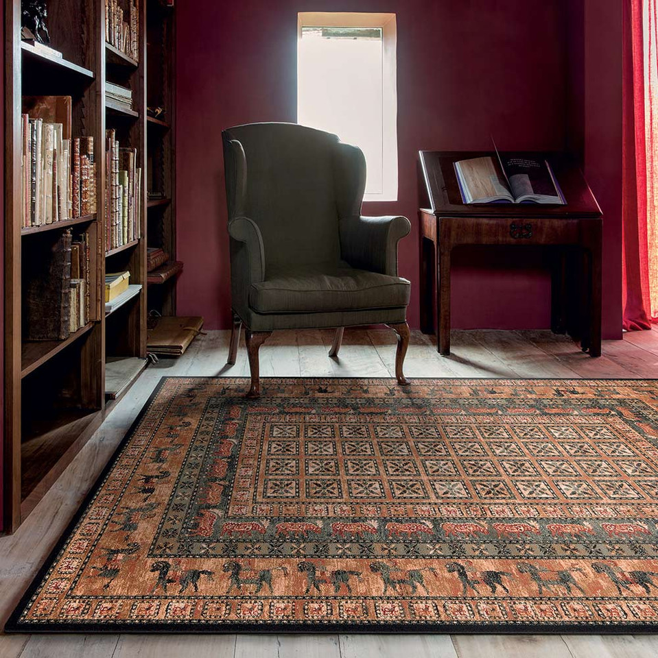 Traditional Wool Rug Royal Kashqai Green Brick 01 500