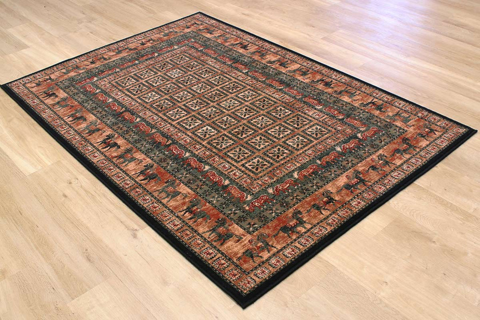 Traditional Wool Rug Royal Kashqai Green Brick 01 500