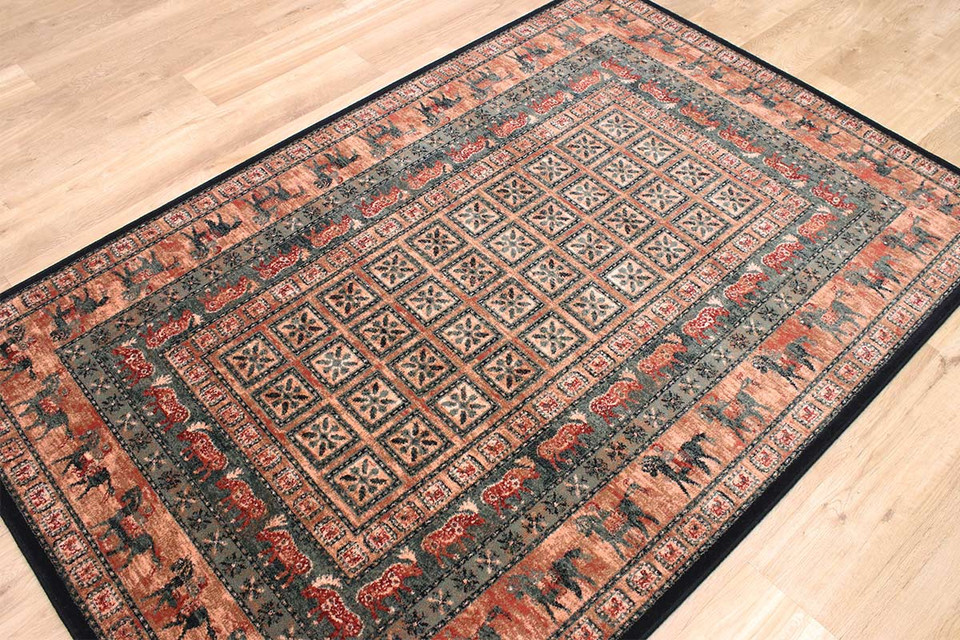 Traditional Wool Rug Royal Kashqai Green Brick 01 500