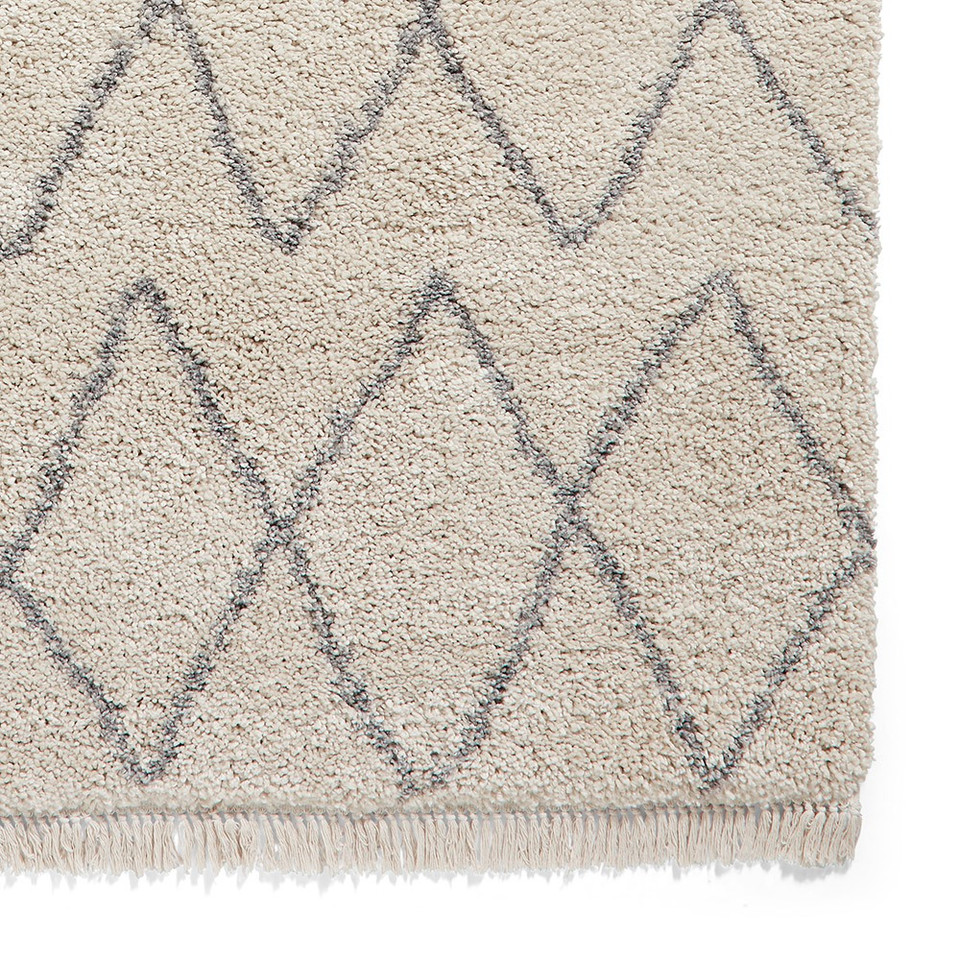 Boho 8280 Cream Grey Berber Shaggy Moroccan Rug