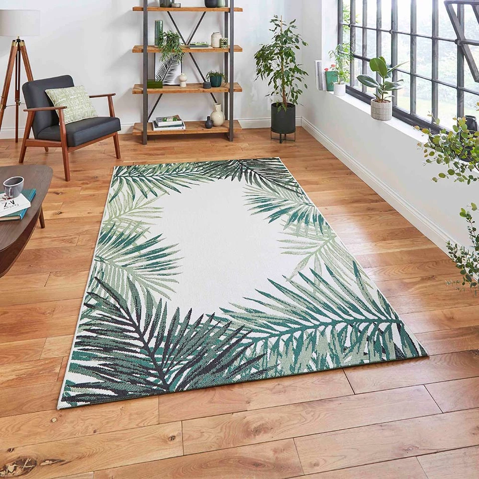 Miami 19435 Light Beige Green Indoor Outdoor Rug