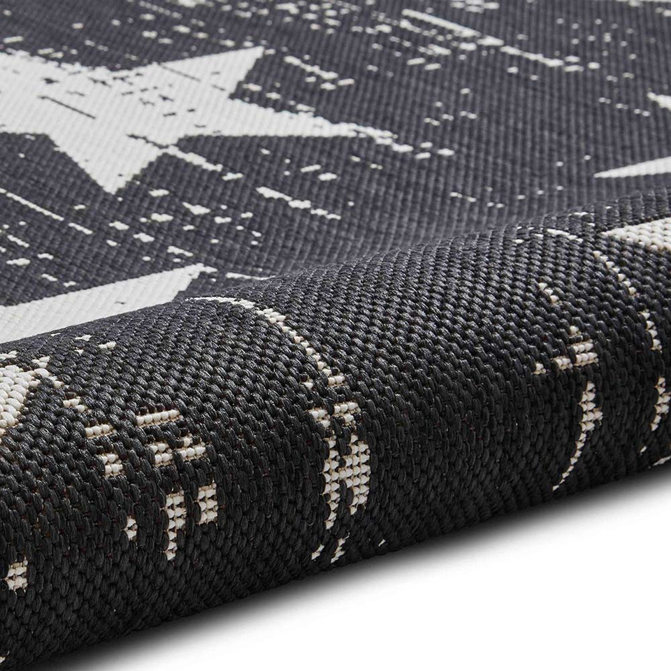 Santa Monica 48648 Black White Indoor Outdoor Rug