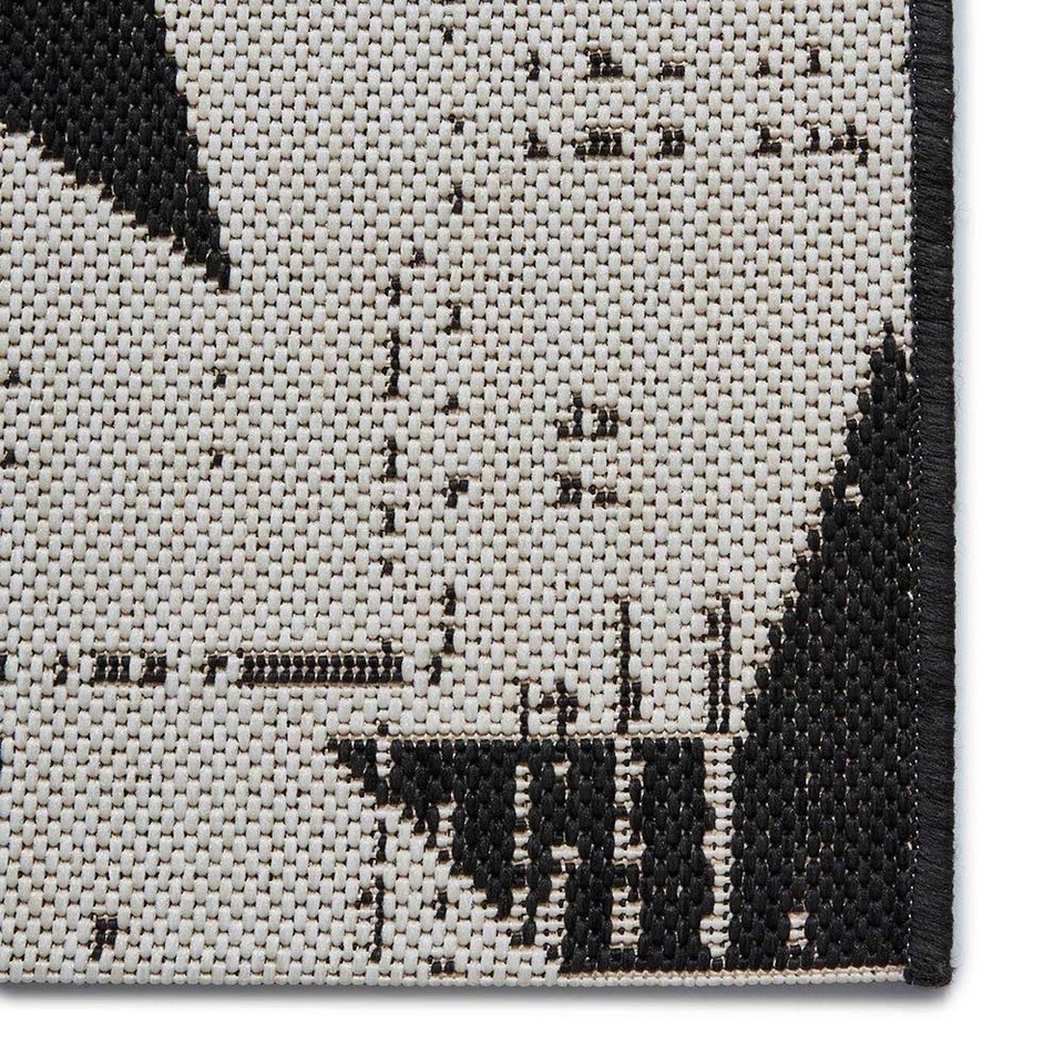 Santa Monica 48648 White Black Indoor Outdoor Rug