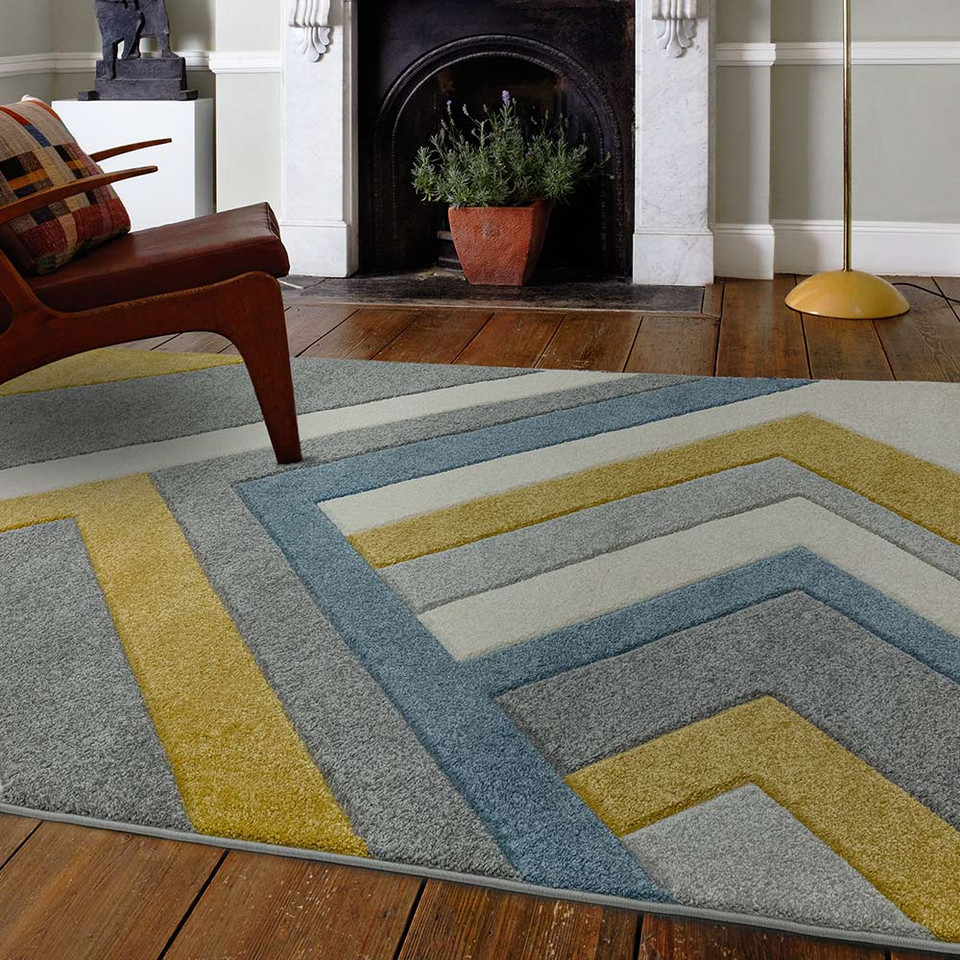 Sketch SK09 Linear Grey Multi Geometric Rug