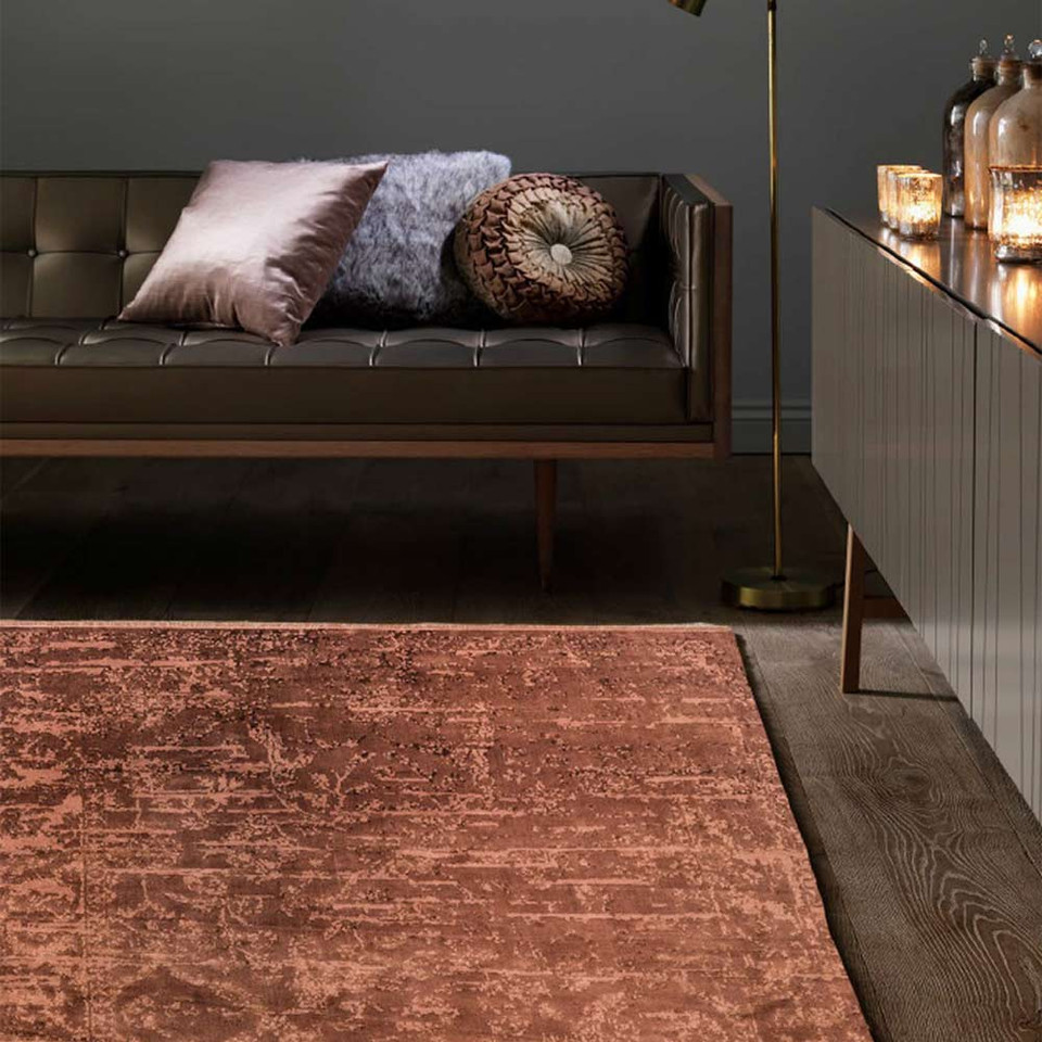 Zehraya ZE05 Rust Abstract Classic Plain Rug