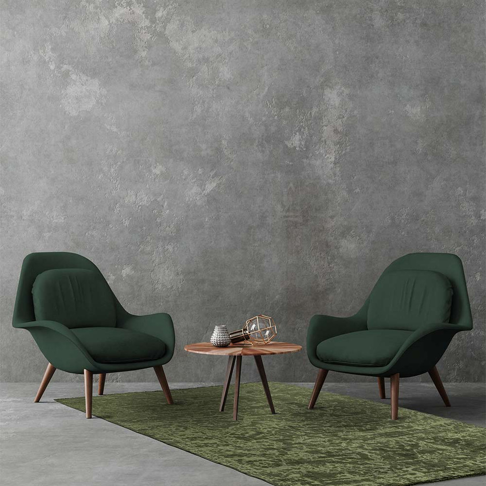 Zehraya ZE06 Green Abstract Classic Plain Rug