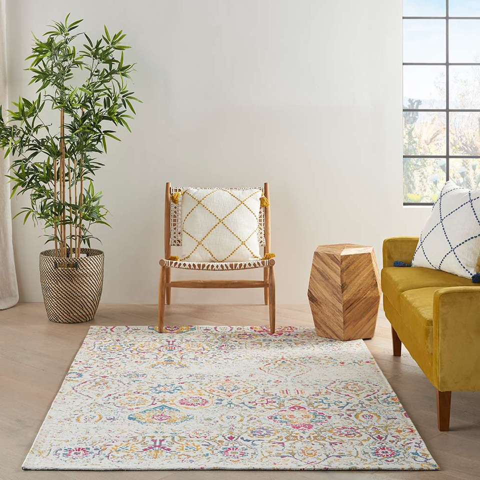 Traditional Damask DAS06 Blue Ivory Rug 152x213 cm