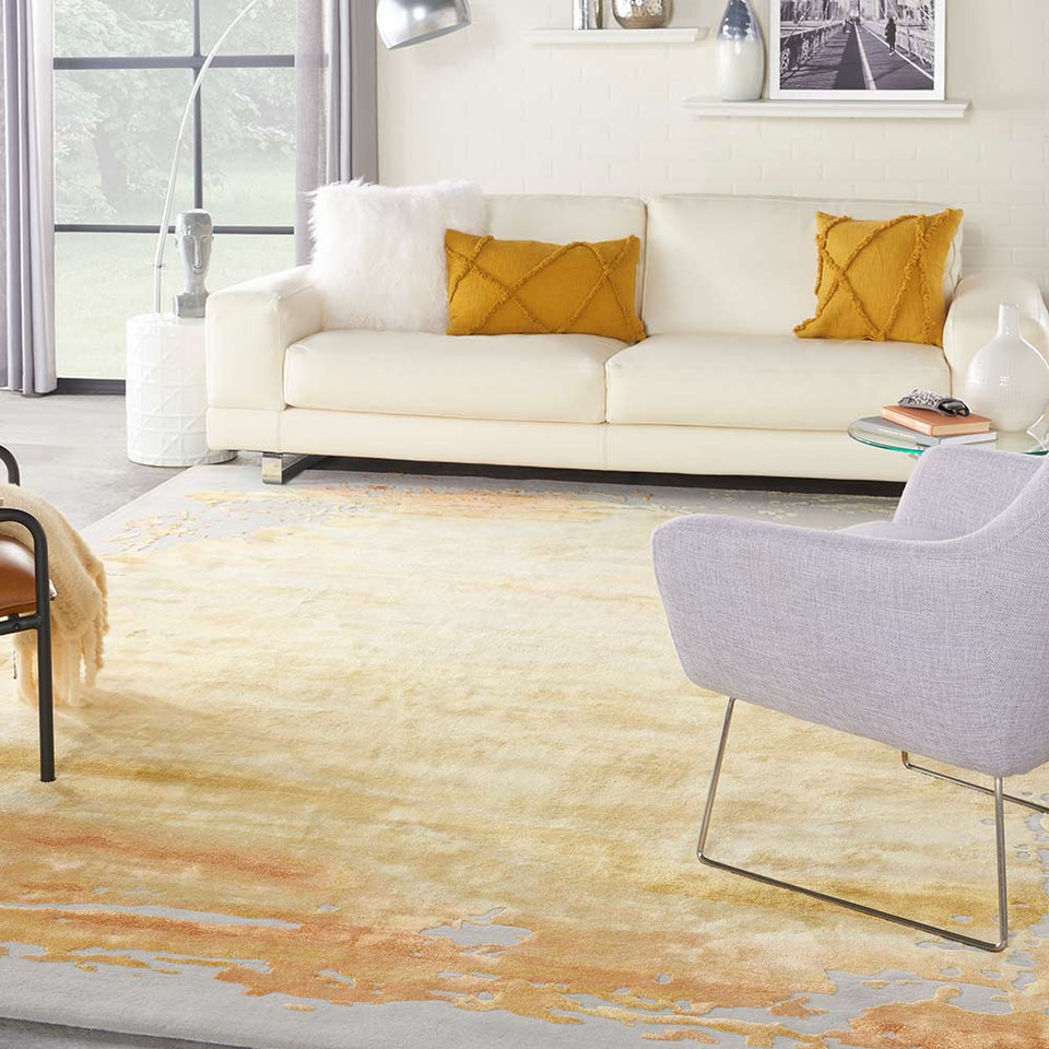 Prismatic PRS19 Grey Gold Contemporary Rug