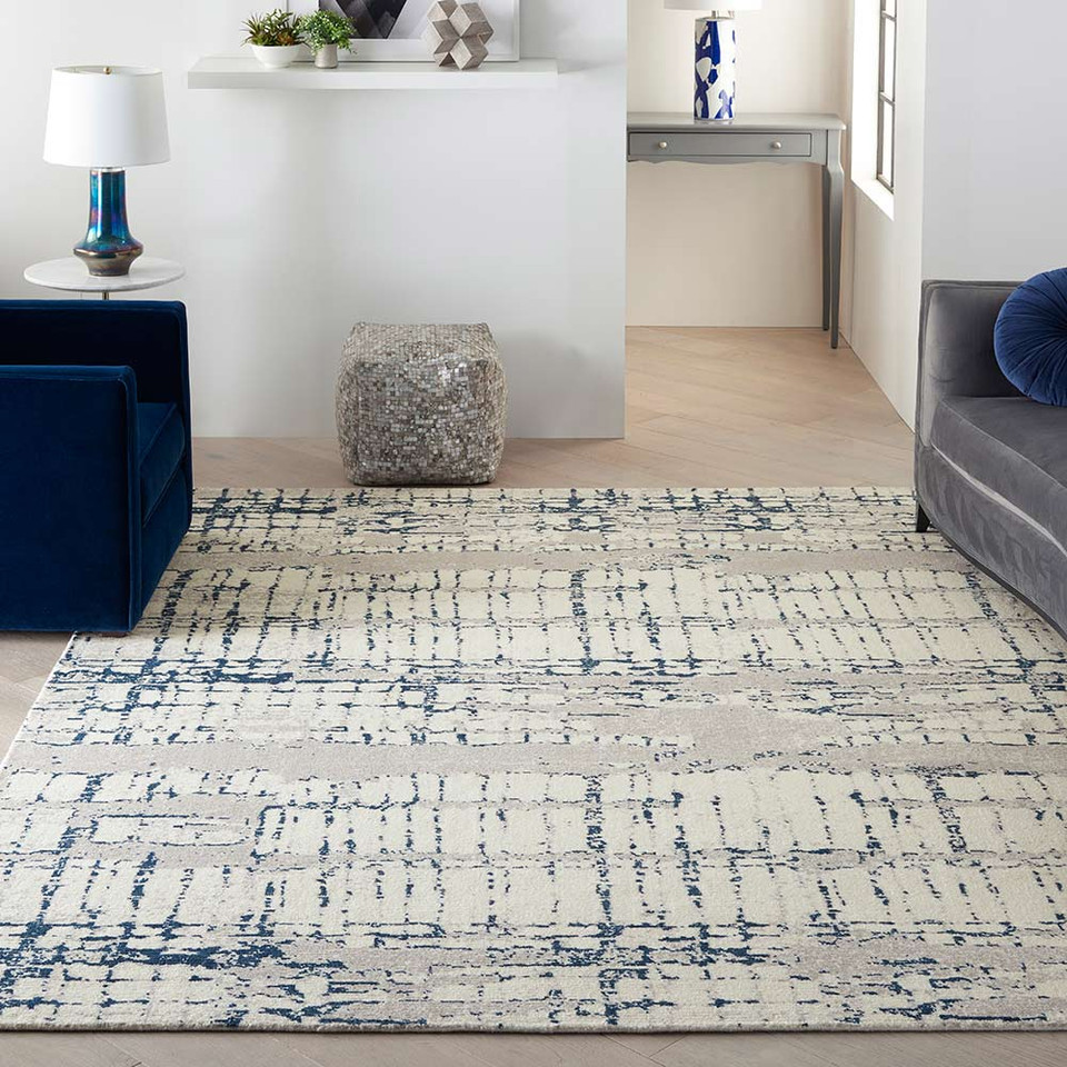 Twilight TWI10 Ivory Navy Modern Rug