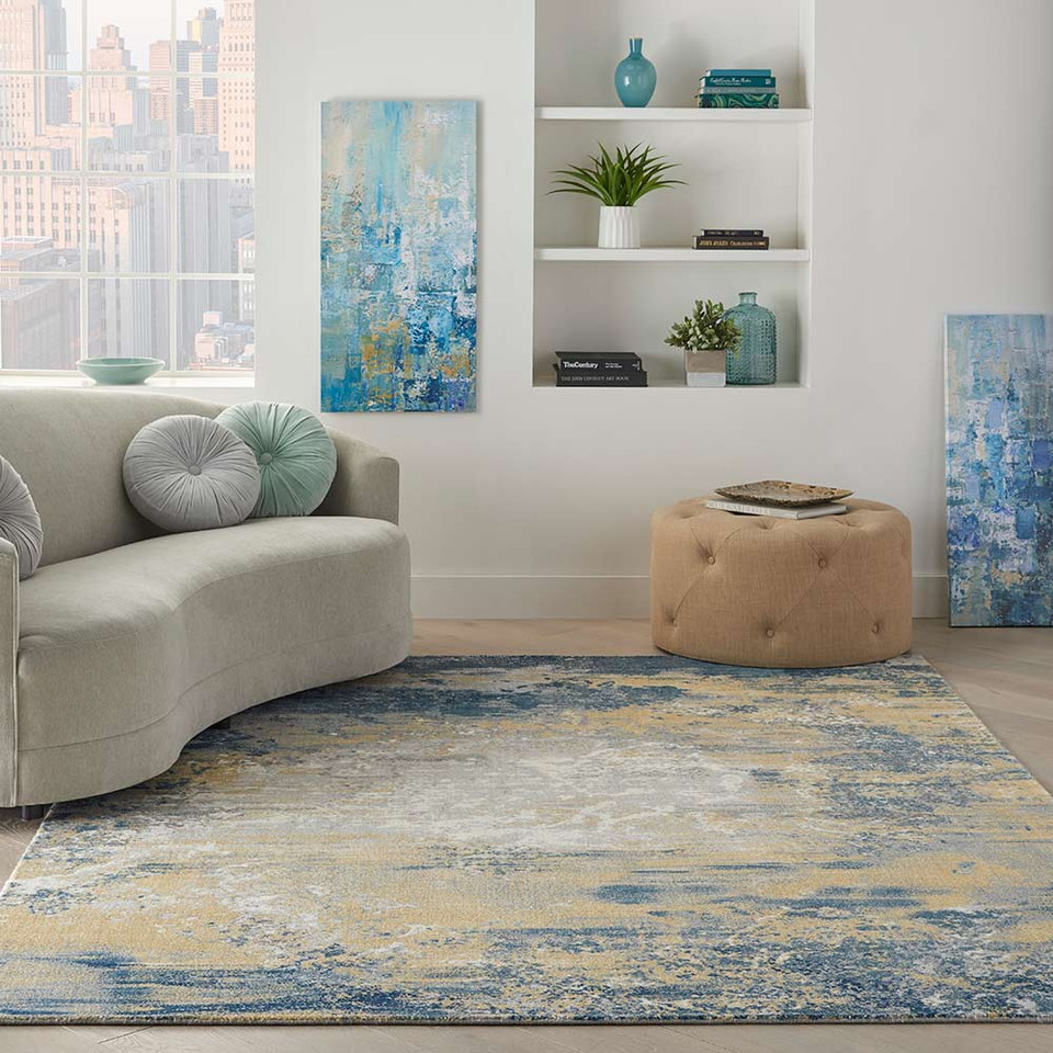 Twilight TWI22 Navy Gold Modern Rug