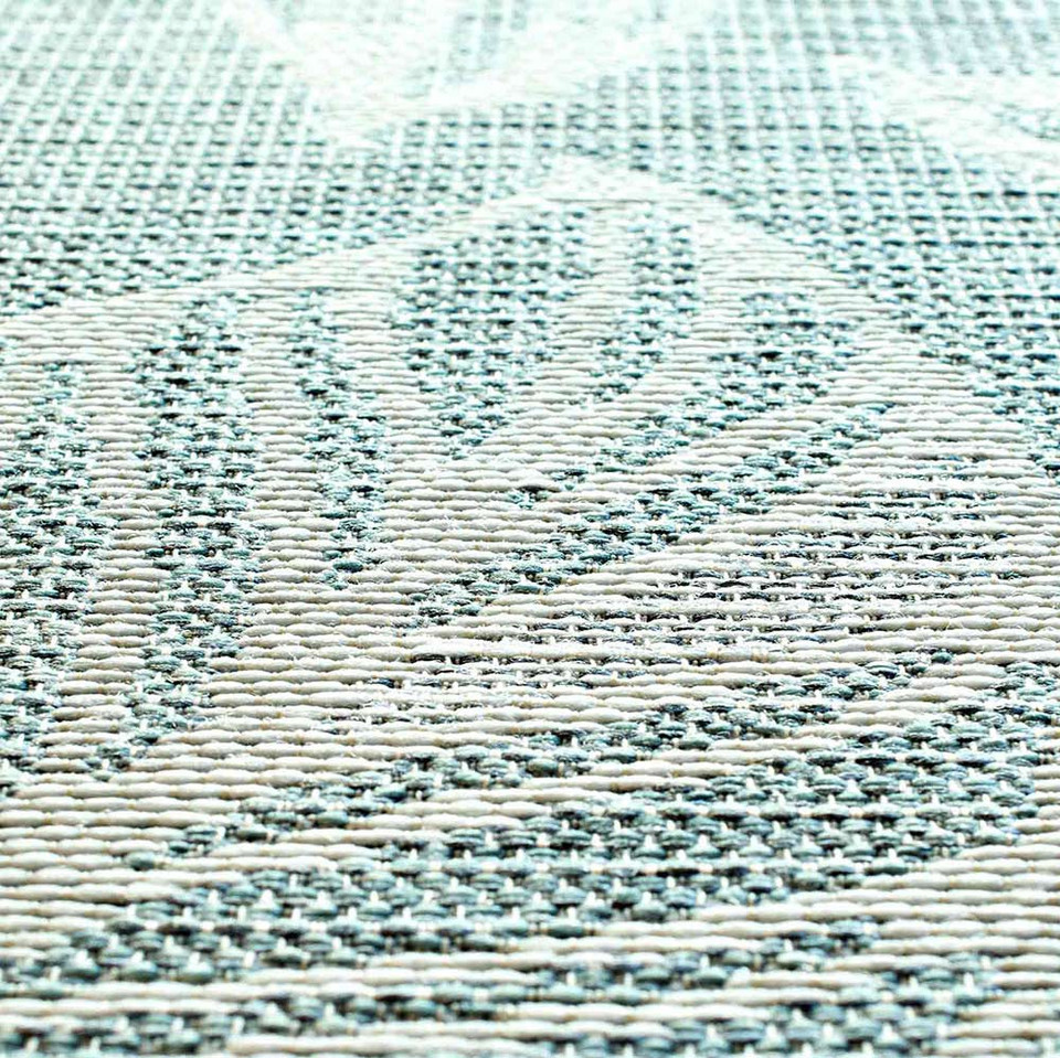 Indoor Outdoor Rug Aqua Leaf Newquay