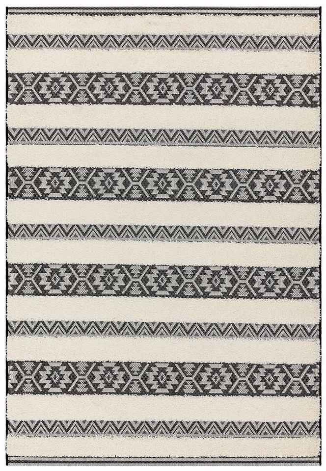 Monty Rug Black Cream Stripe MN03