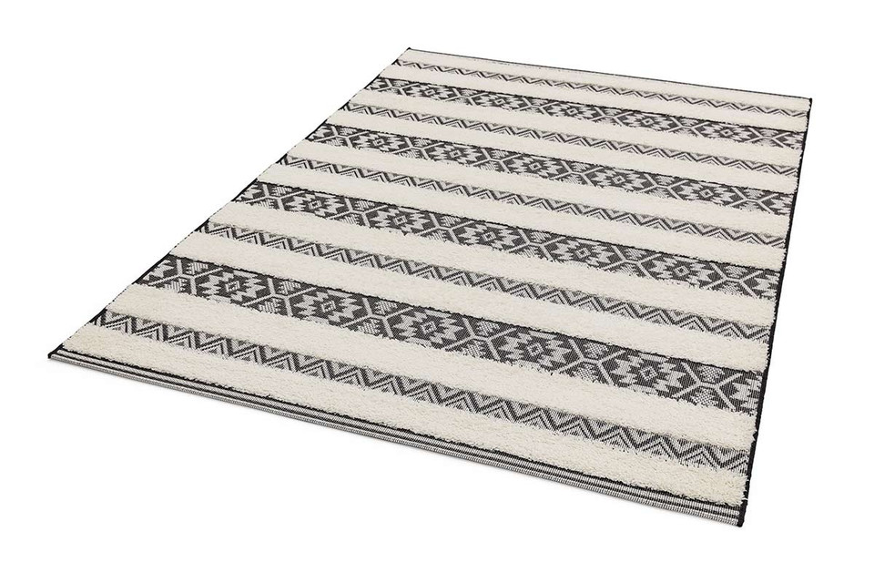 Monty Rug Black Cream Stripe MN03