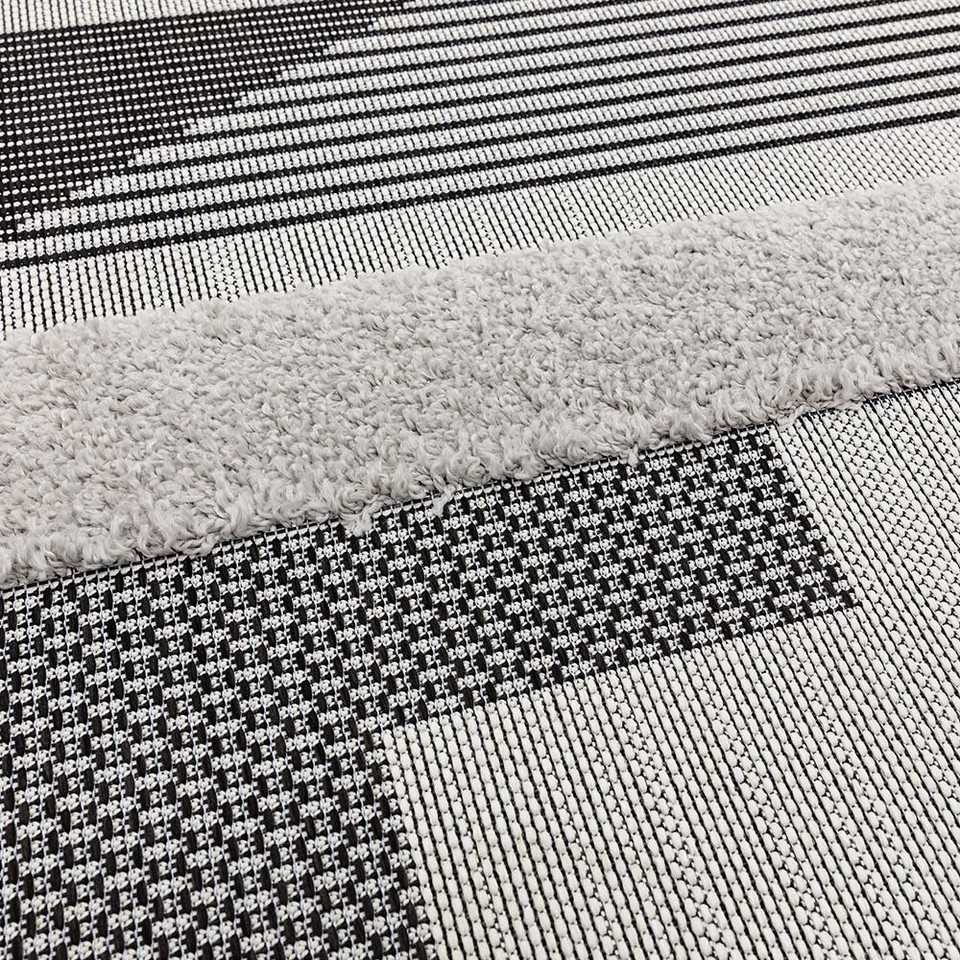 Monty Rug Black Grey Geometric MN05