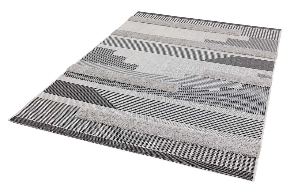 Monty Rug Black Grey Geometric MN05