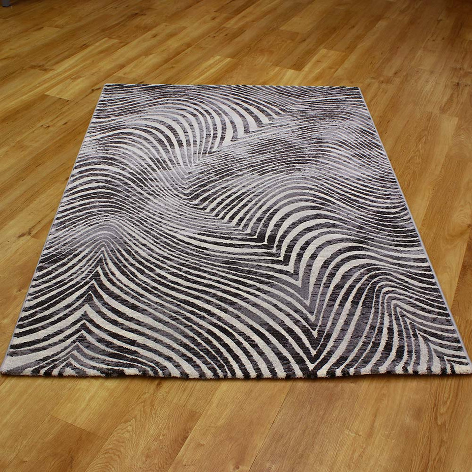 Galleria Zebra Rug Black White Grey Rug