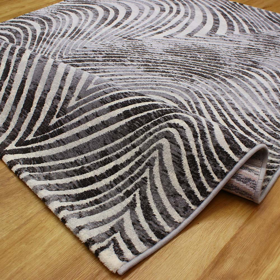 Galleria Zebra Rug Black White Grey Rug