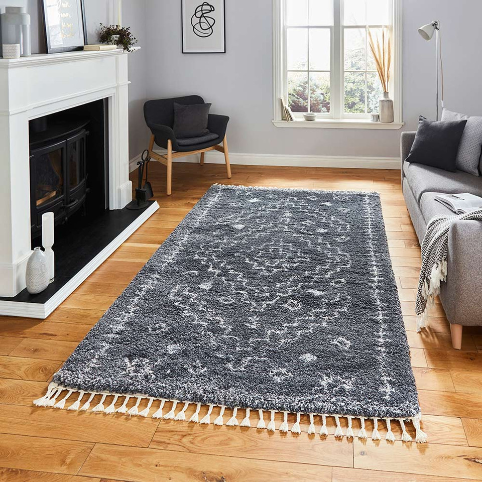 Aspen 1537 Grey Ivory Shaggy Rug