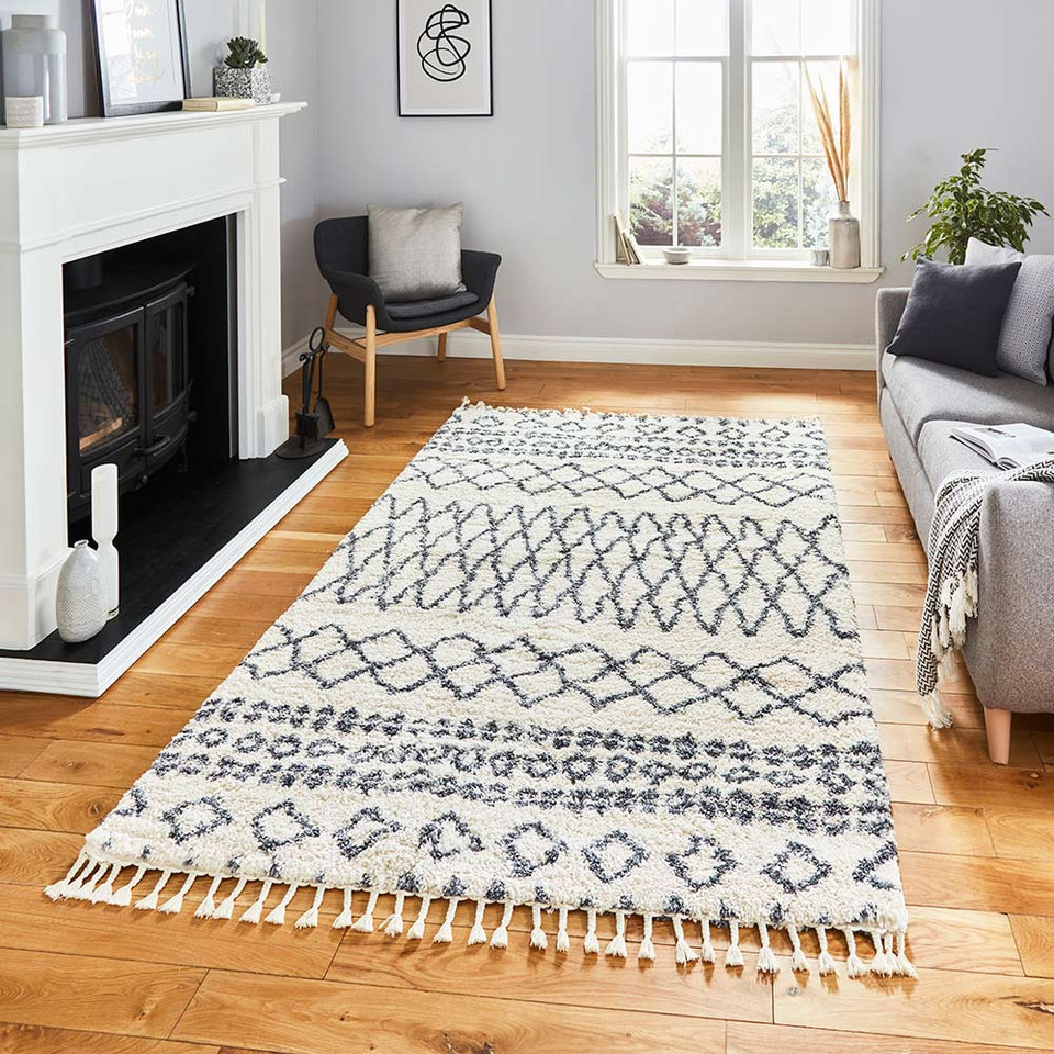 Aspen 1794 Ivory Grey Shaggy Rug