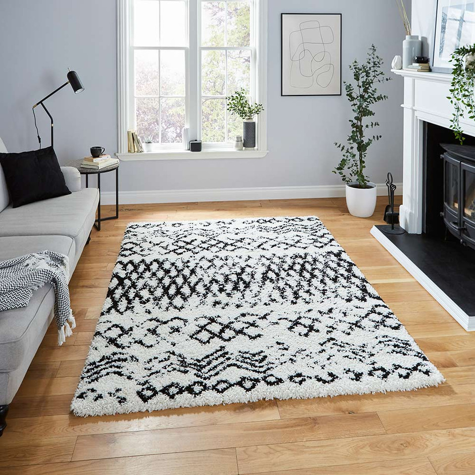 Scandi Berber G271 White Black Rug