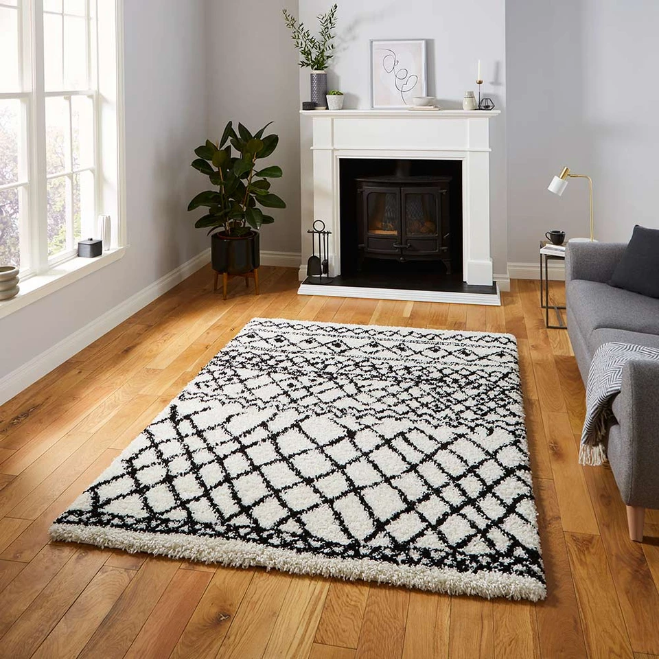 Scandi Berber G274 White Black Rug