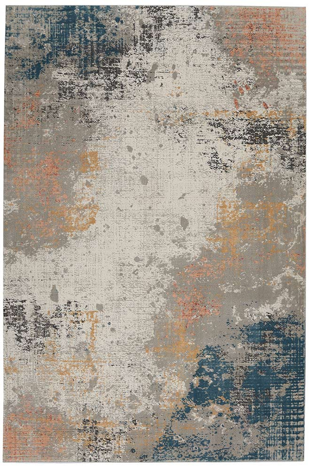 Rustic Textures RUS13 Grey Blue Abstract Rug