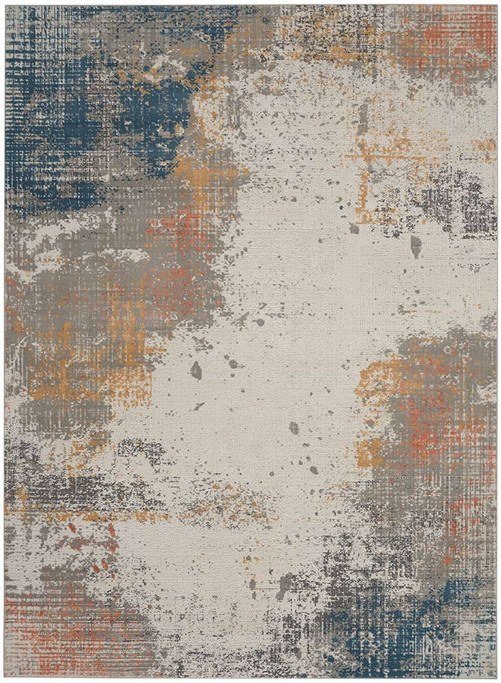 Rustic Textures RUS13 Grey Blue Abstract Rug