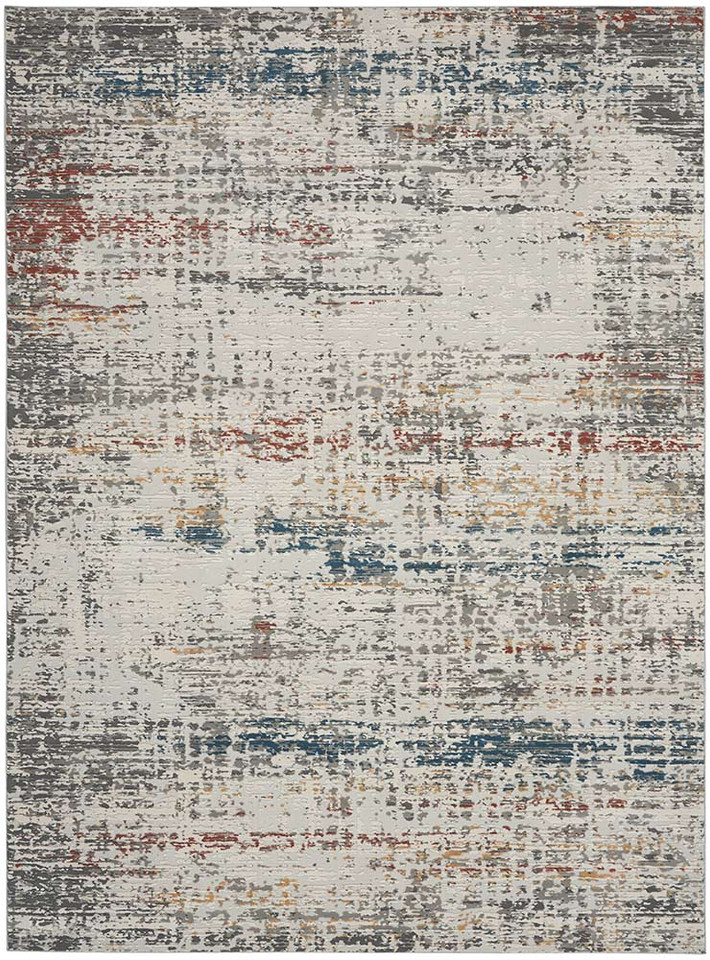 Rustic Textures RUS14 Light Grey Multi Abstract Rug