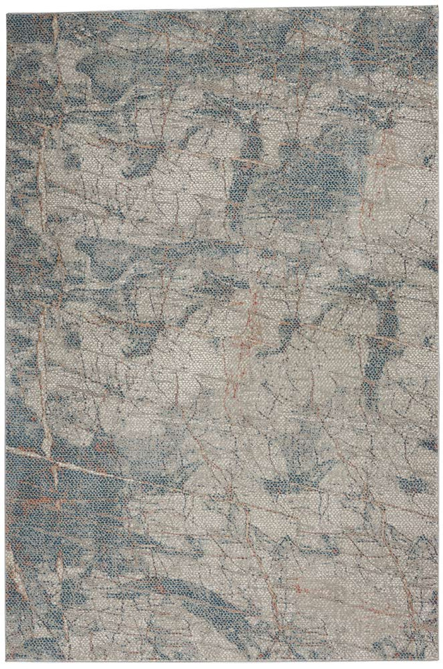 Rustic Textures RUS15 Light Grey Blue Abstract Rug