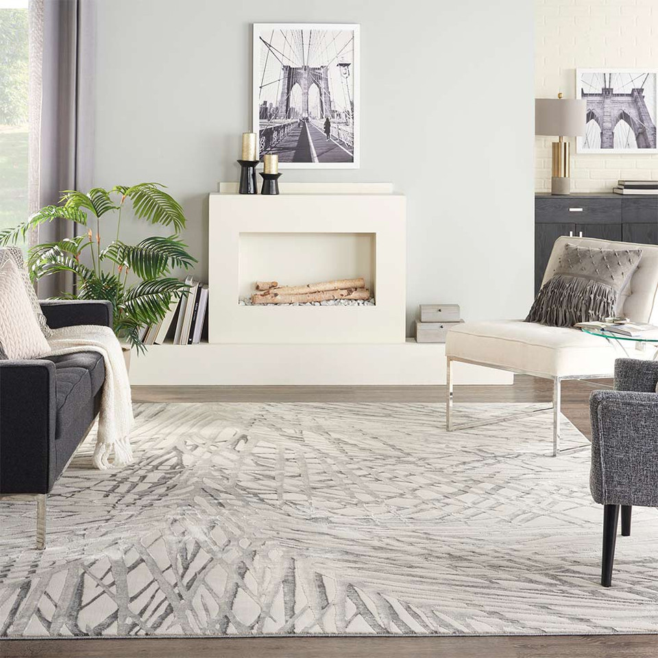 Rustic Textures RUS17 Ivory Grey Abstract Rug