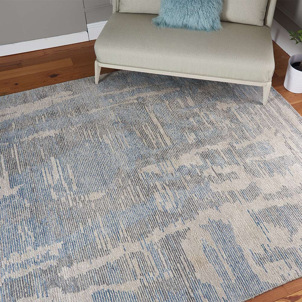 Luxury Ellora Ell01 Blue Modern Rug