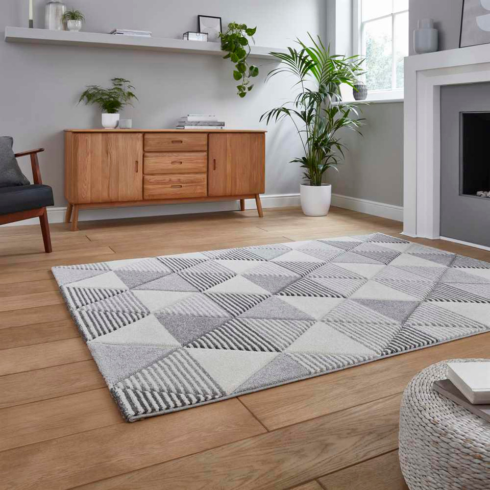 Geometric Brooklyn Rug BRK15 Grey Beige