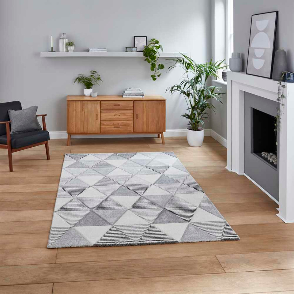 Geometric Brooklyn Rug BRK15 Grey Beige