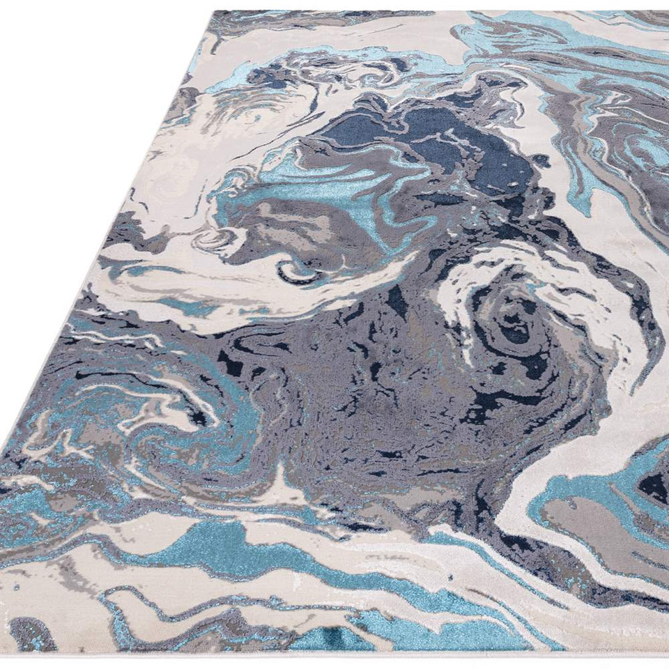 Aurora AU18 Ocean Marble Rug Electric Blue
