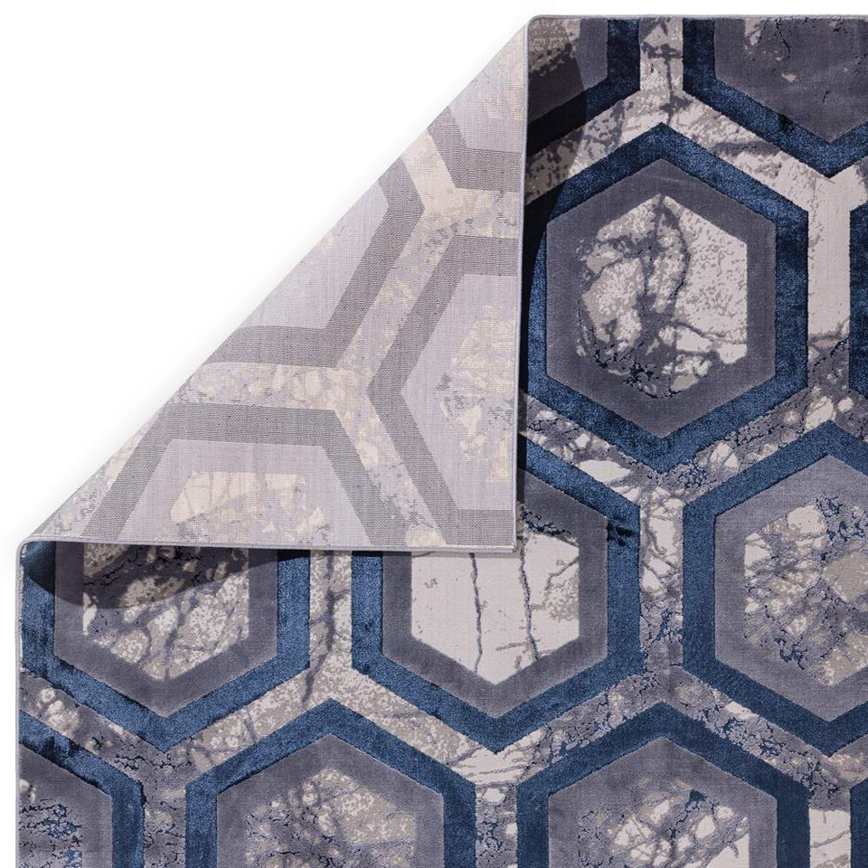 Aurora AU19 Hexagon Rug Marble Blue