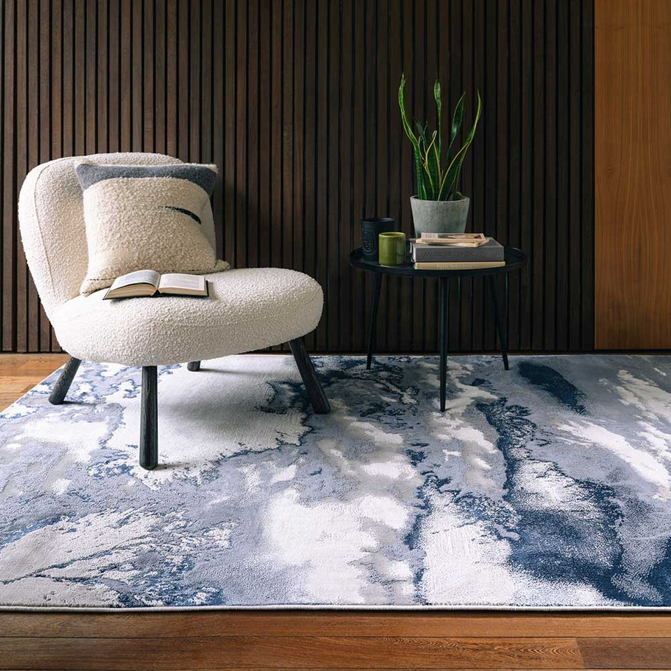 Aurora AU20 Storm Rug Blue Cream Abstract