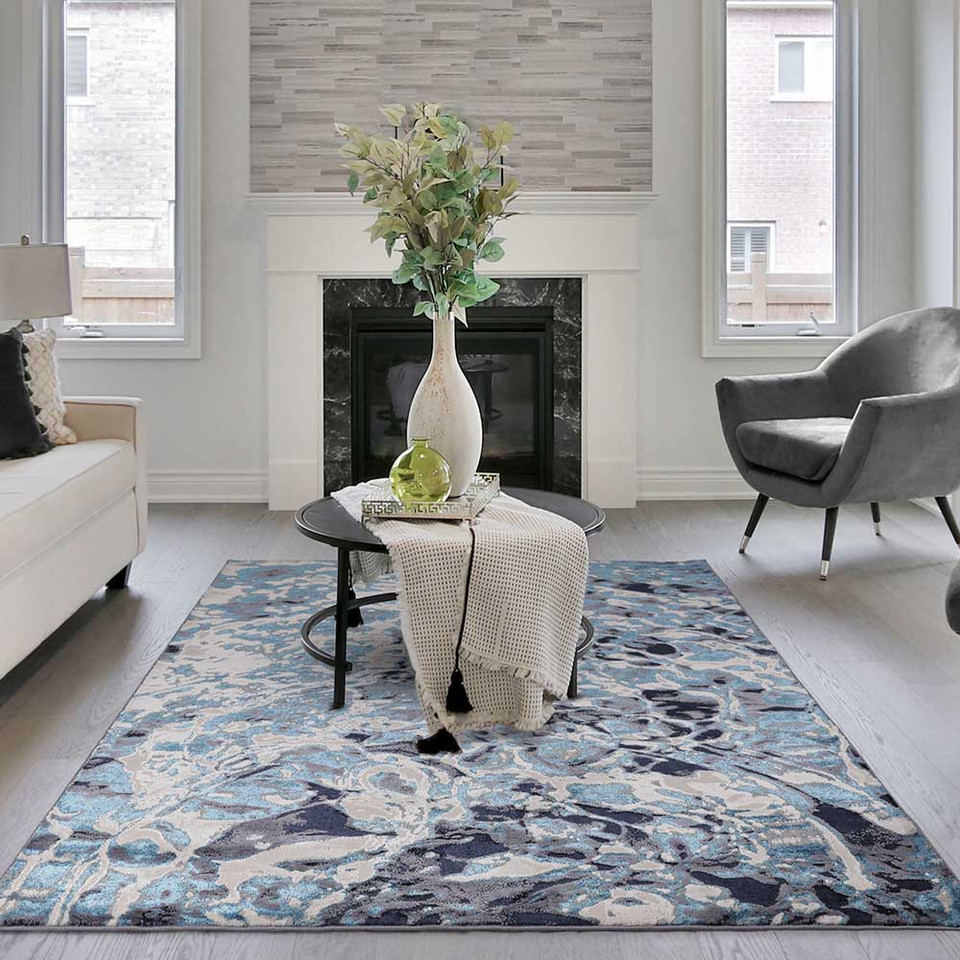 Aurora AU21 Foam Rug Electric Blue Cream