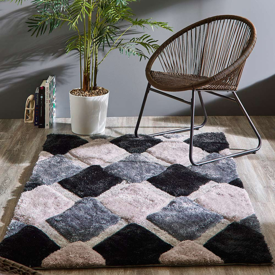 Origins 3D GEO Shaggy Grey Rug