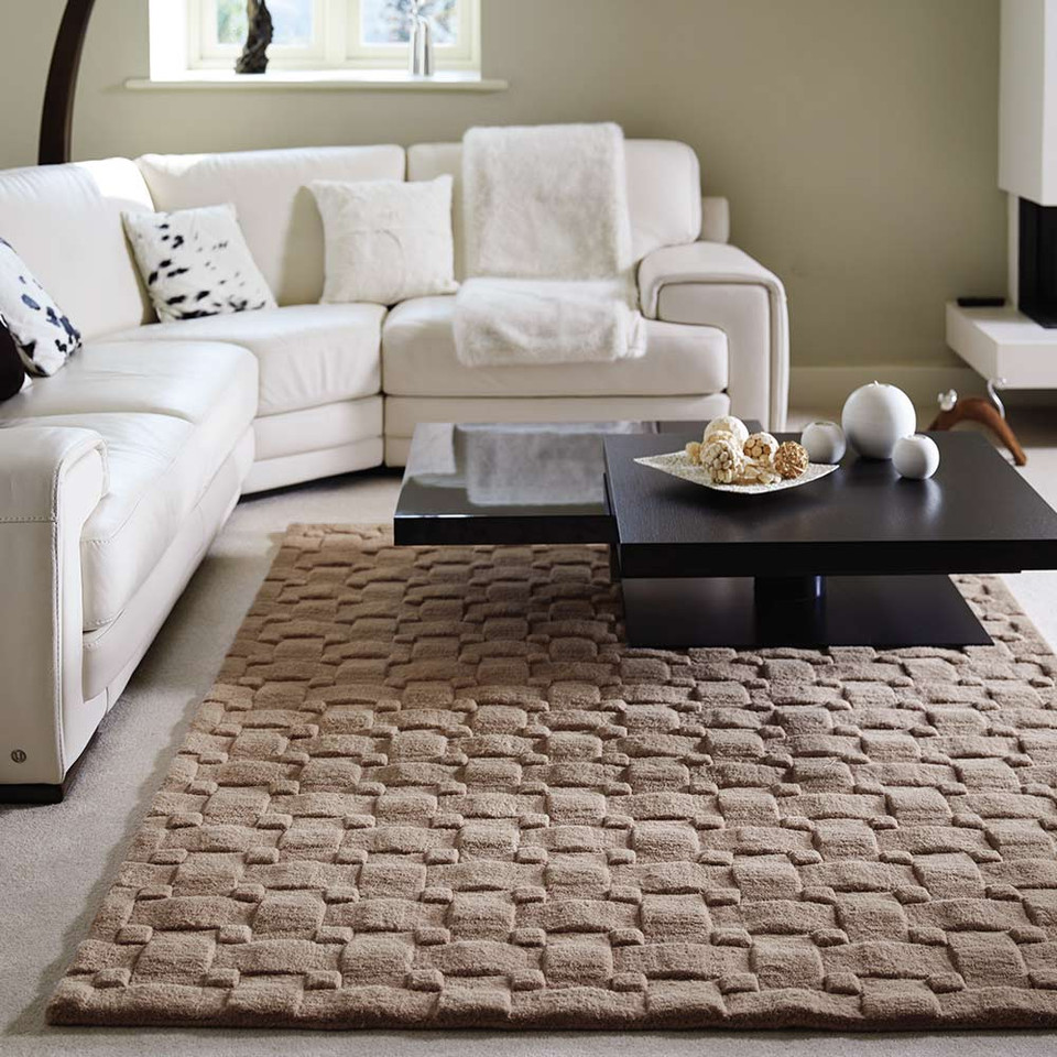 Origins Basketweave 3D Blush Chunky Wool Rug