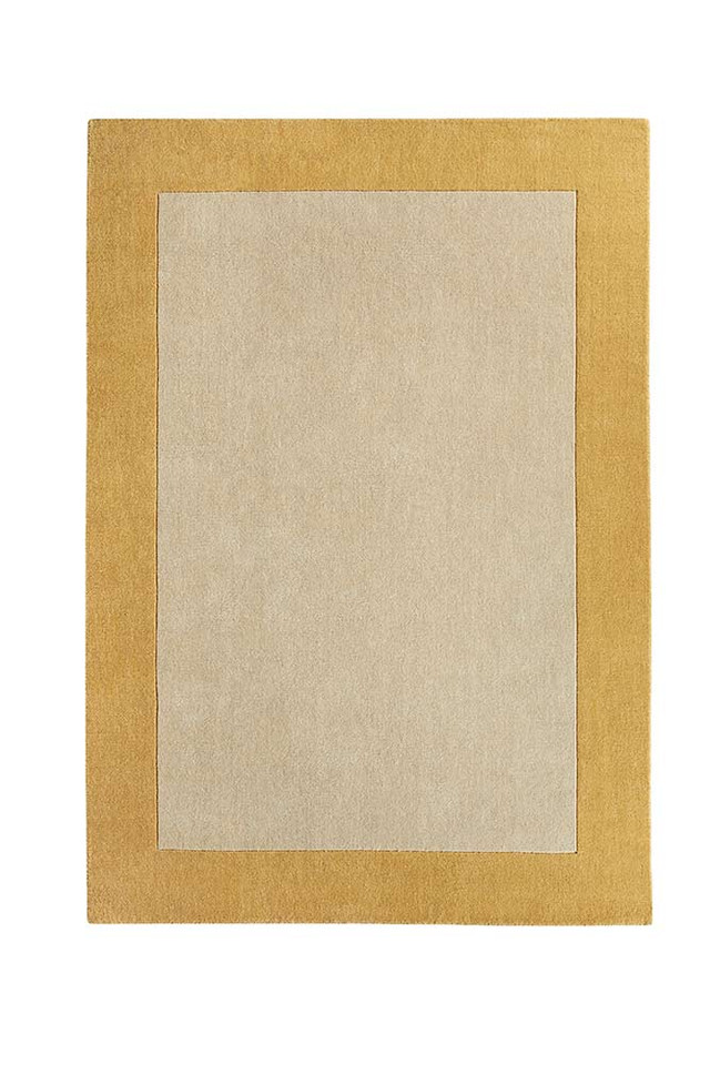 Origins Borders Ochre Plain Wool Rug