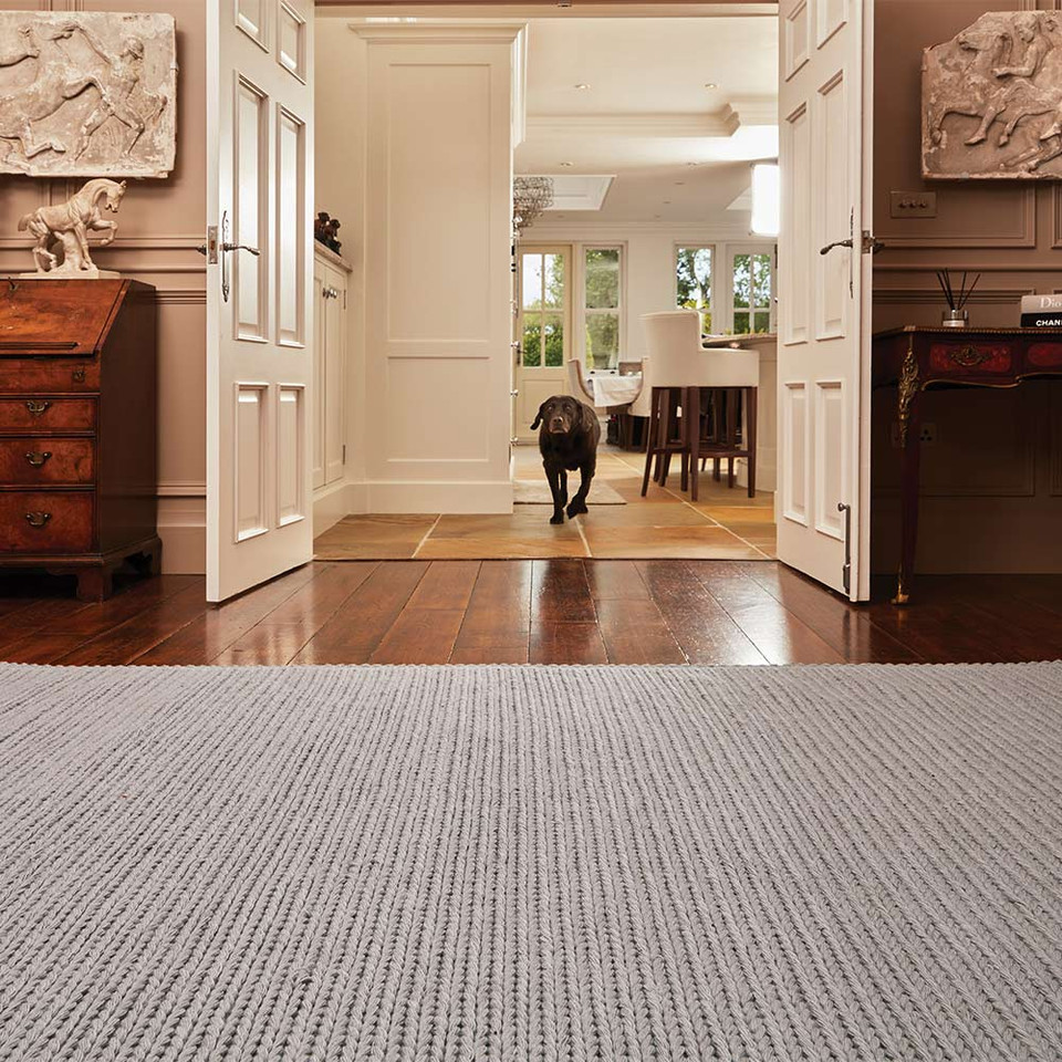 Origins Cable Warm Grey Wool Weave Rug