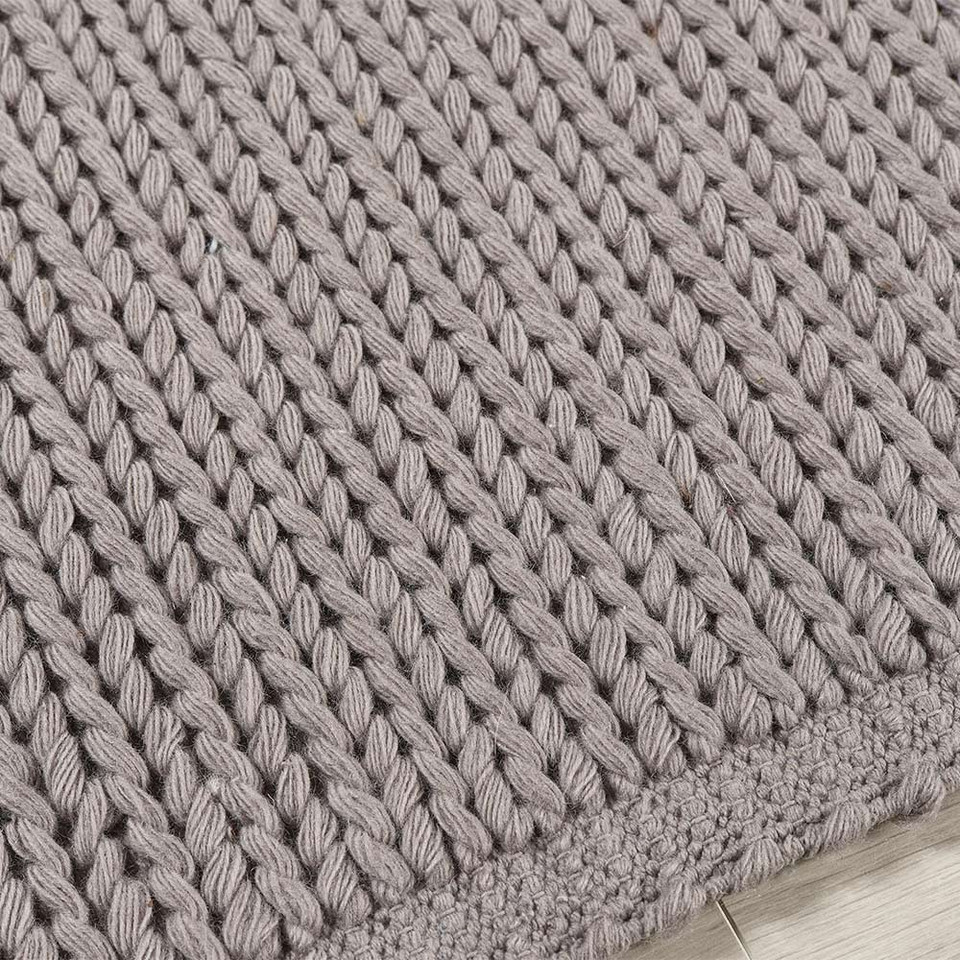Origins Cable Warm Grey Wool Weave Rug