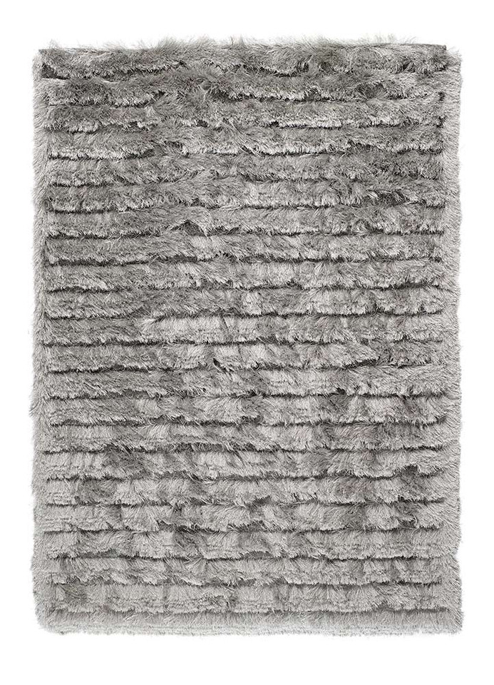 Origins Carved Glamour Silver Ridged Shaggy Rug