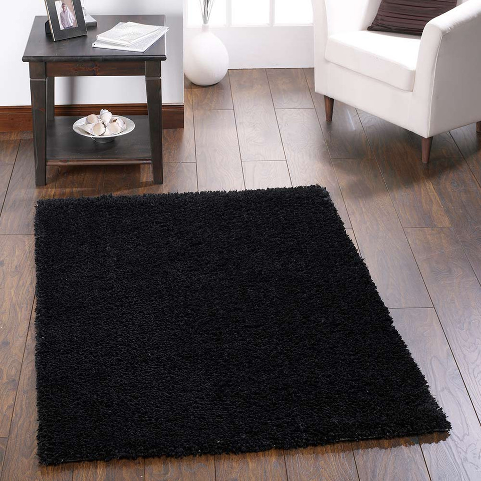 Origins Chicago Black Thick Shaggy Rug