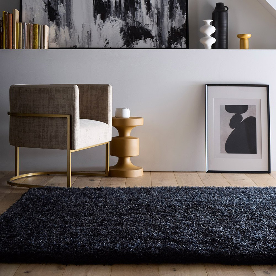 Origins Chicago Black Thick Shaggy Rug