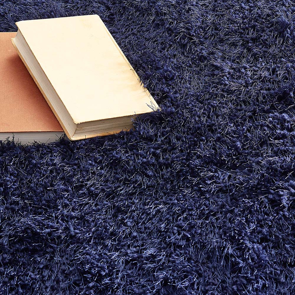 Origins Extravagance Navy Thick Shaggy Rug