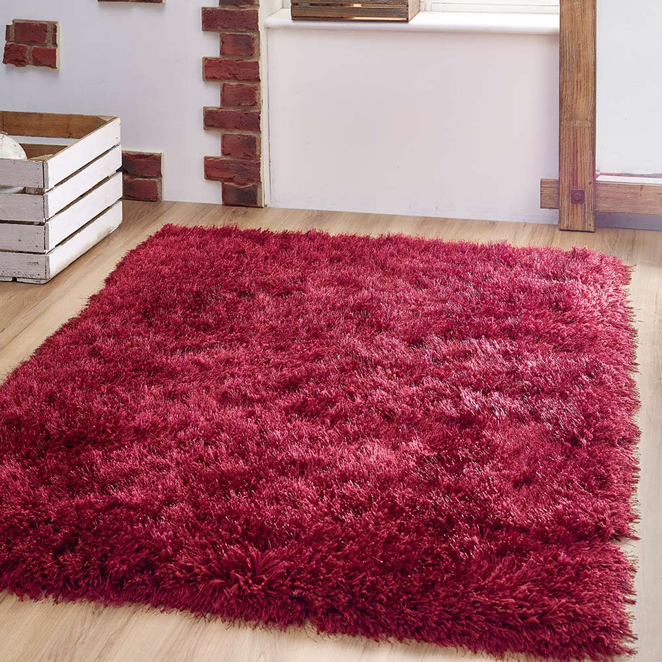 Origins Extravagance Wine Thick Shaggy Rug