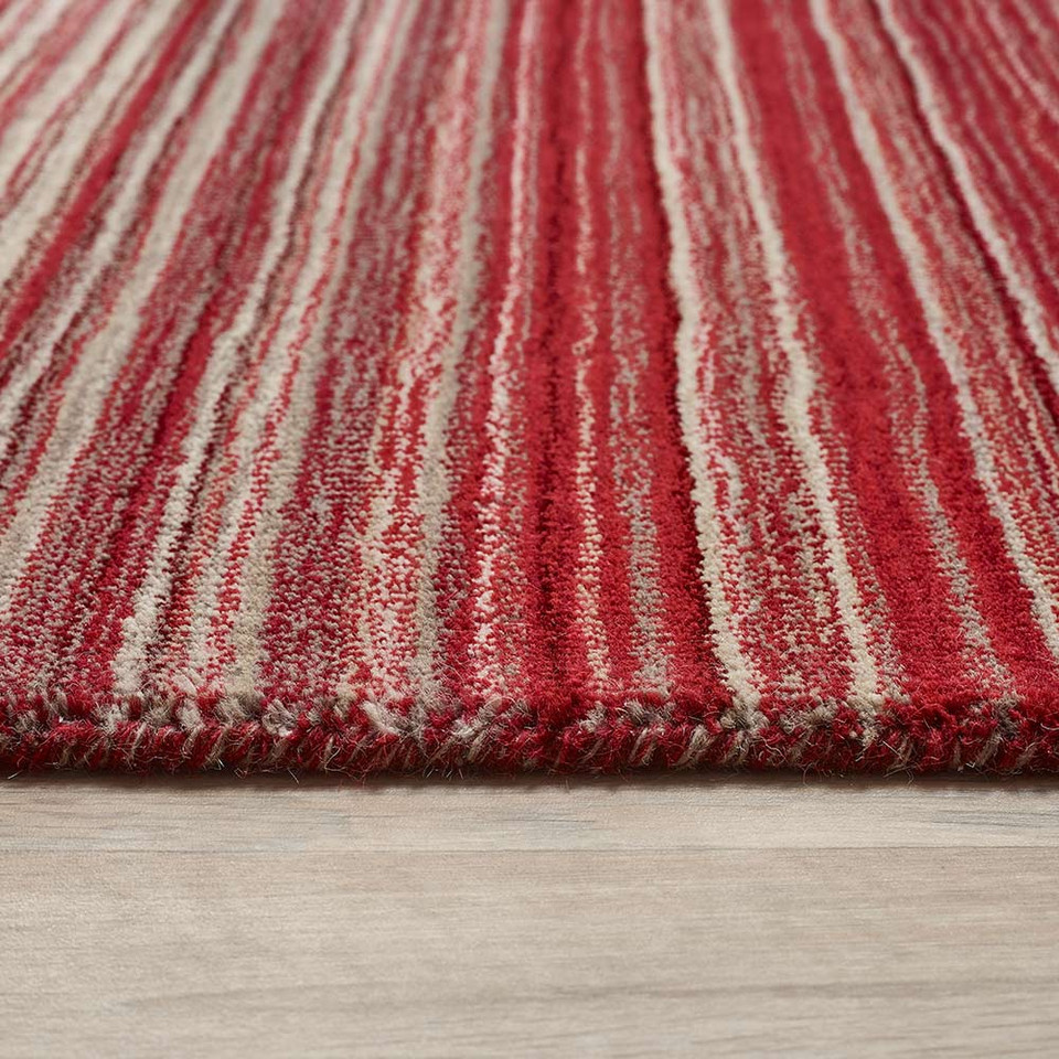 Origins Fine Stripes Red Striped Wool Rug