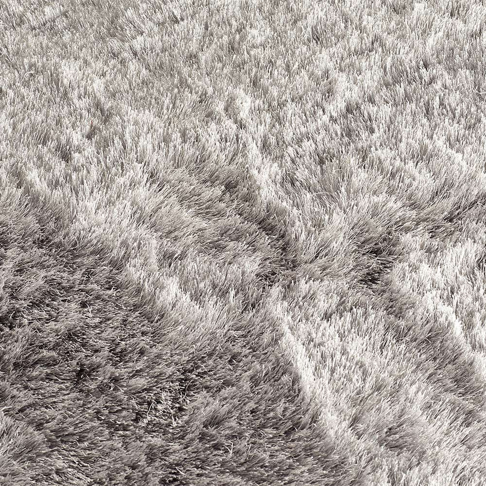 Origins Glamour Shimmer Silver Ridged Shaggy Rug