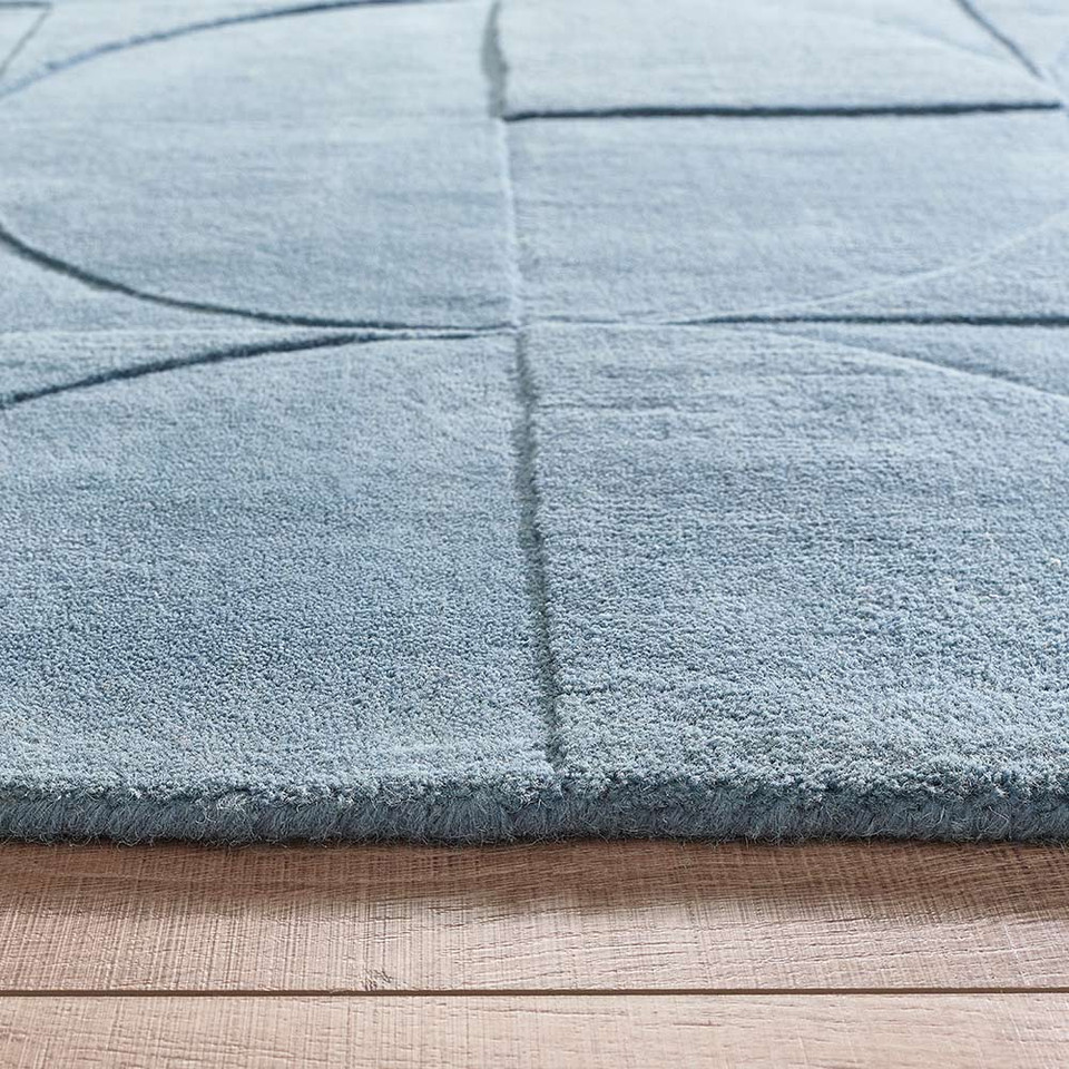 Origins Penny Steel Blue Plain Carved Rug